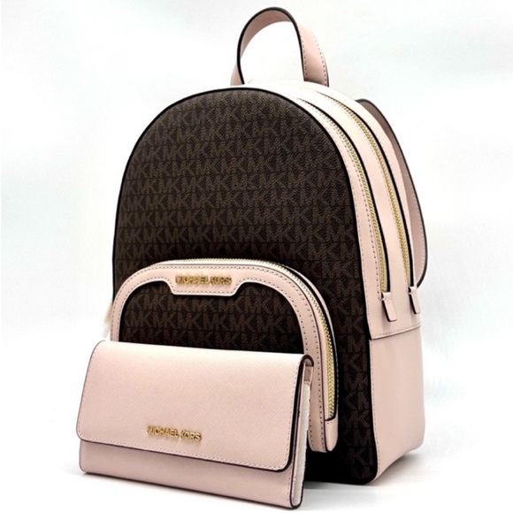 Michael Kors Jaycee Medium Logo Backpack & Matching Trifold Wallet Powder Blush main image 10